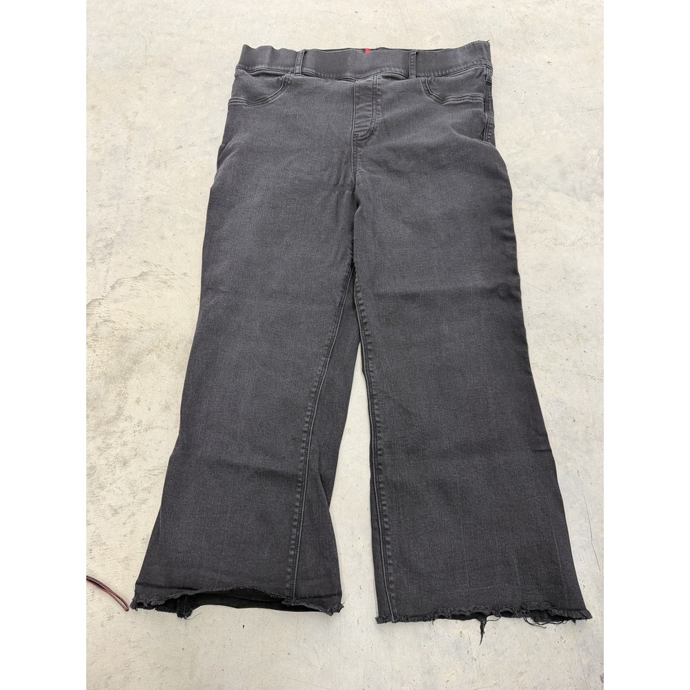 SPANX Women's Size 1X Black Flare Cropped Pants Stretch Raw Hem High Rise Casual